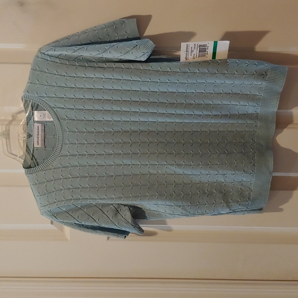 Large Alfred Dunner PL Seafoam SS SweaterTop NWT - Picture 1 of 6